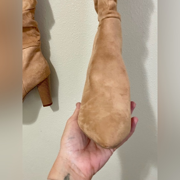 Faux suede slouch boots NWOT size 6.5 women’s tan heels classic fall casual - Picture 6 of 10